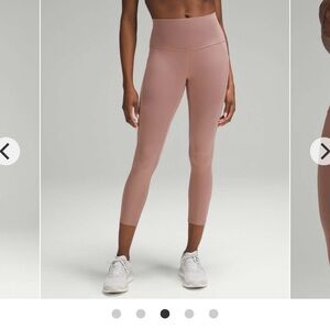 Lululemon Wunder Train HR Crop with Pockets 23" Brier Rose, Size 6